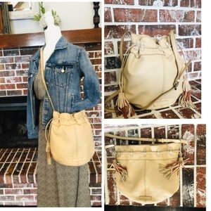 Lucky Brand tan drawstring crossbody hobo Bag